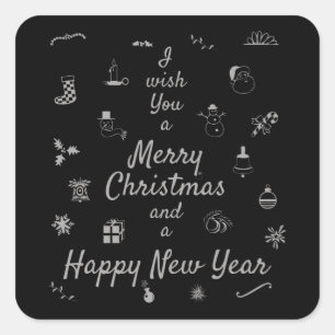 Julprydnadsföremål God jul Gott nytt år Fyrkantigt Klistermärke