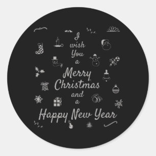 Julprydnadsföremål God jul Gott nytt år Runt Klistermärke