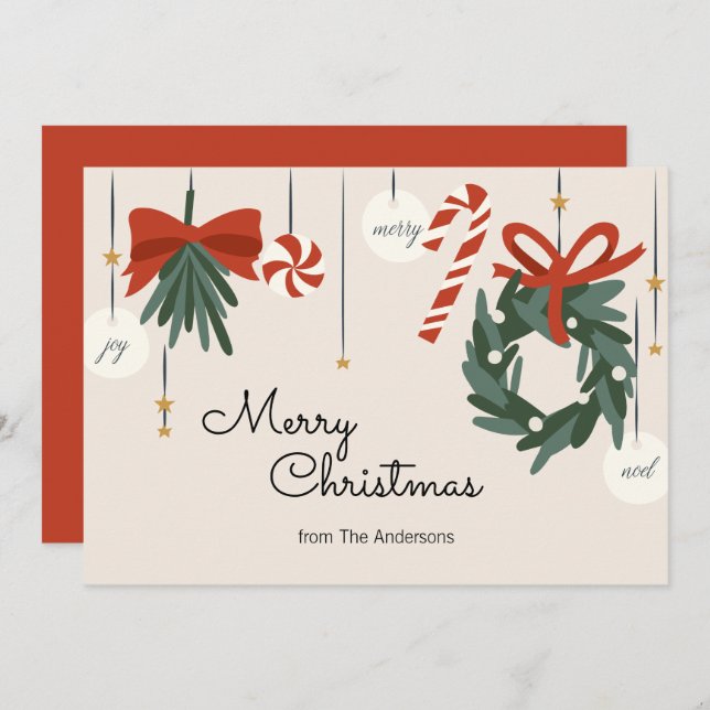 Julprydnadsföremål God jul Julkort (Fram/baksida)