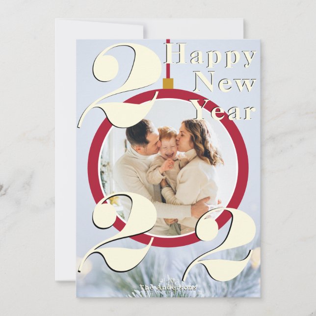 Julprydnadsföremål Gott nytt år 2022 Fotokort Inbjudningar (Framsida)