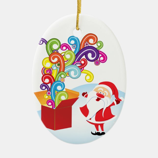 Julprydnadsföremål i Cute Jultomten och Gift Box Julgransprydnad Keramik (Framsidan)