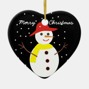 Julprydnadsföremål i Cute snögubbe anpassningsbar Julgransprydnad Keramik