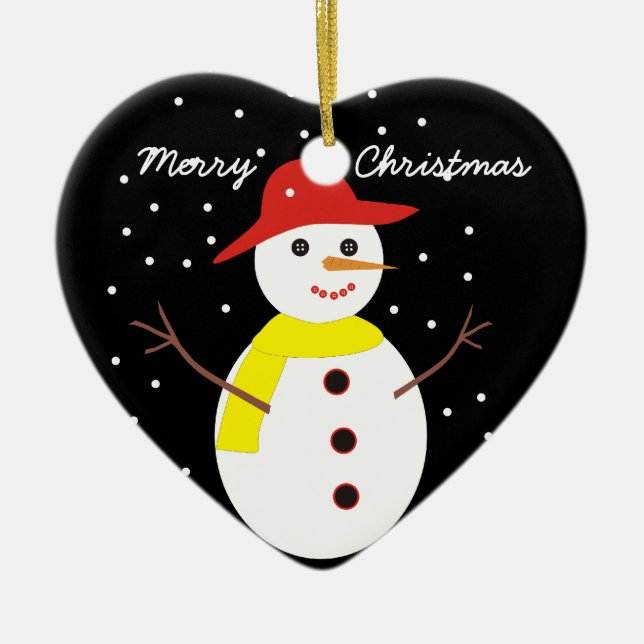 Julprydnadsföremål i Cute snögubbe anpassningsbar Julgransprydnad Keramik (Framsidan)