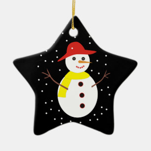 Julprydnadsföremål i Cute snögubbe anpassningsbar Julgransprydnad Keramik