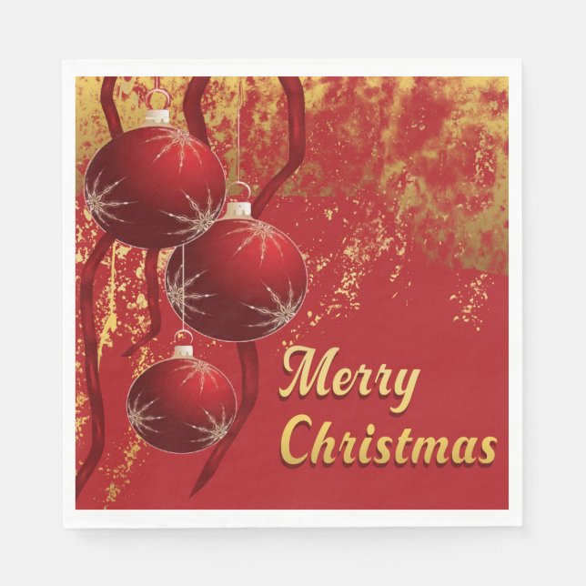 Julprydnadsföremål i Luxe Red och guld Pappersservett (Framsidan)