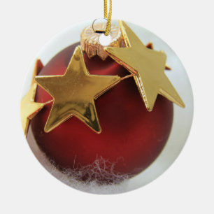 Julprydnadsföremål i Röda och Guld Julgransprydnad Keramik