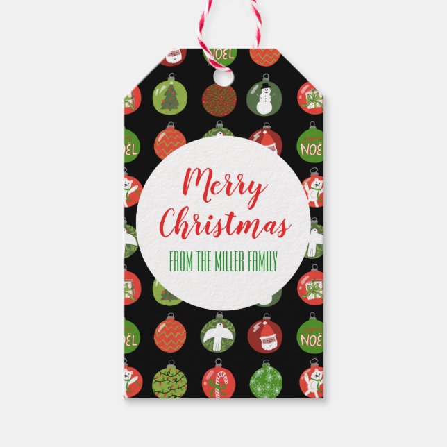 Julprydnadsföremål Julafton Bollar ANPASSNINGSBAR  Presentetikett (Framsidan)