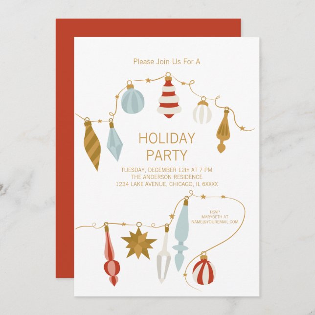 Julprydnadsföremål, Julfest Inbjudningar (Fram/baksida)