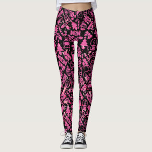 Julprydnadsföremål mönster.rosa.07 Black BG Leggings