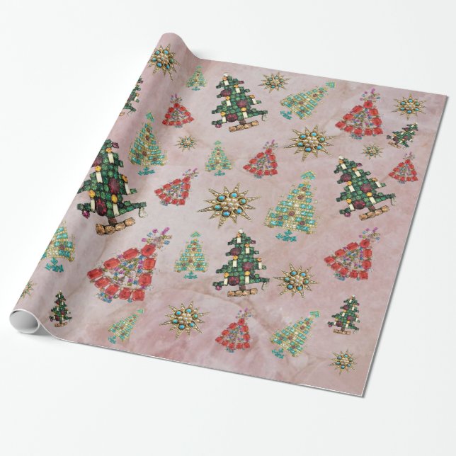 Julprydnadsföremål på Ro Quartz Wrapping Papper Presentpapper (Utrullad)
