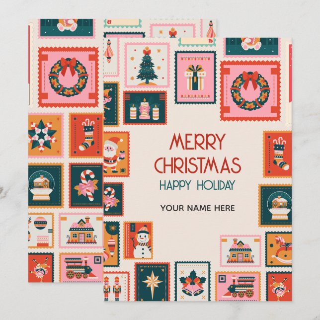 Julprydnadsföremål - postagestkartor julkort (Fram/baksida)