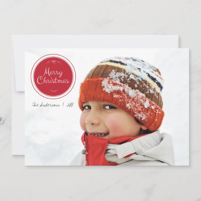 Julprydnadsföremål, röd och Grönt, Helgdag Fotokor Julkort (Framsida)