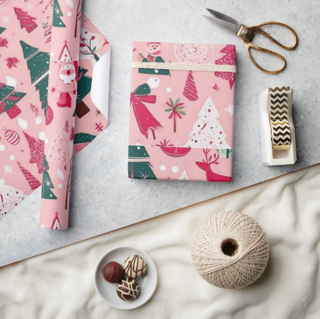 Julprydnadsföremål rosa Decor Wrapping Papper Presentpapper (Hantverk)