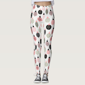 Julprydnadsföremål Rosa & Grönt Vit bakgrund Leggings