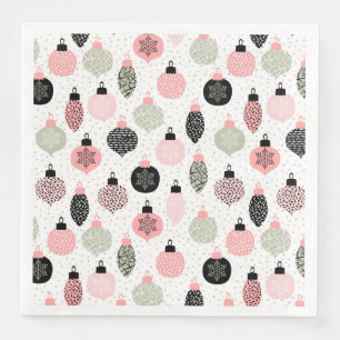 Julprydnadsföremål Rosa & Grönt Vit bakgrund Pappersservett
