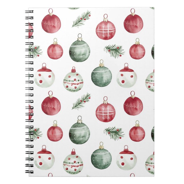 Julprydnadsvit, rustik vattenfärgad vibe anteckningsbok (Framsidan)