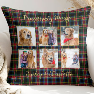 Julpset Anpassningsbar Guld Photo Collage Pet Hund Kudde