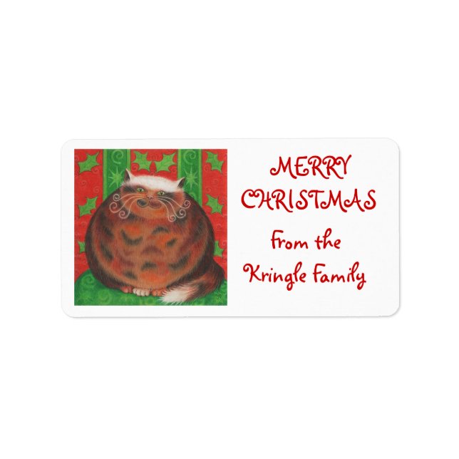 Julpud "från familj", märkre vit adressetikett (Framsidan)