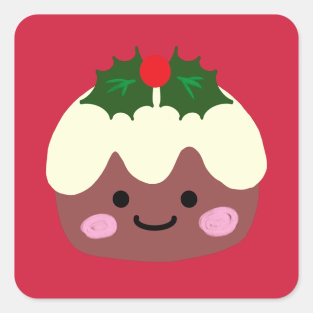 Julpudding 1 fyrkantigt klistermärke (Framsida)