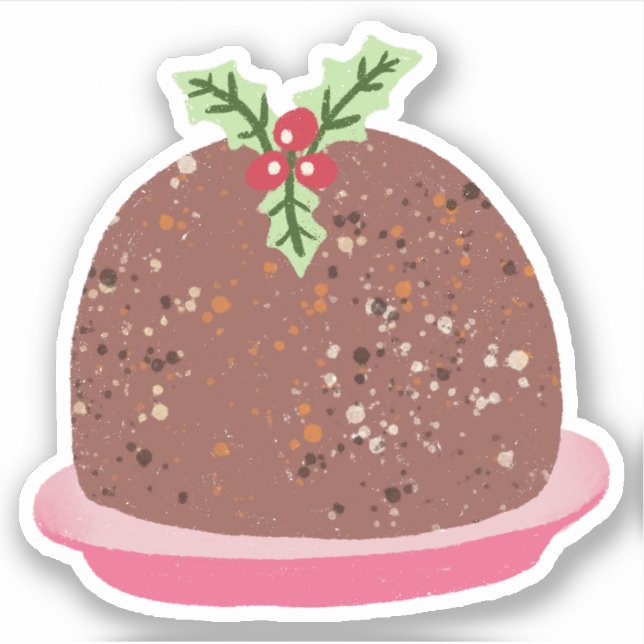 Julpudding Helgdag Food Illustration Klistermärken (Framsida)
