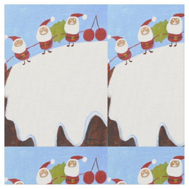 Julpudding och tomtar  tyg (Närbild)