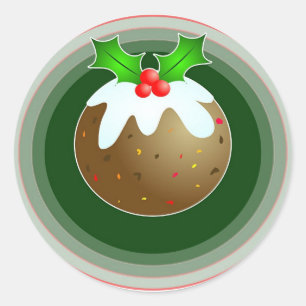 Julpudding Runt Klistermärke