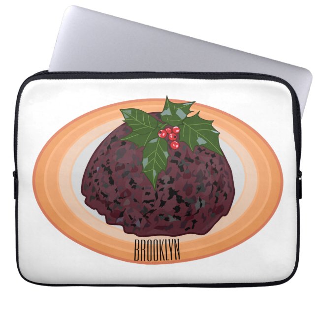 Julpudding tecknad illustration laptop fodral (Framsidan)