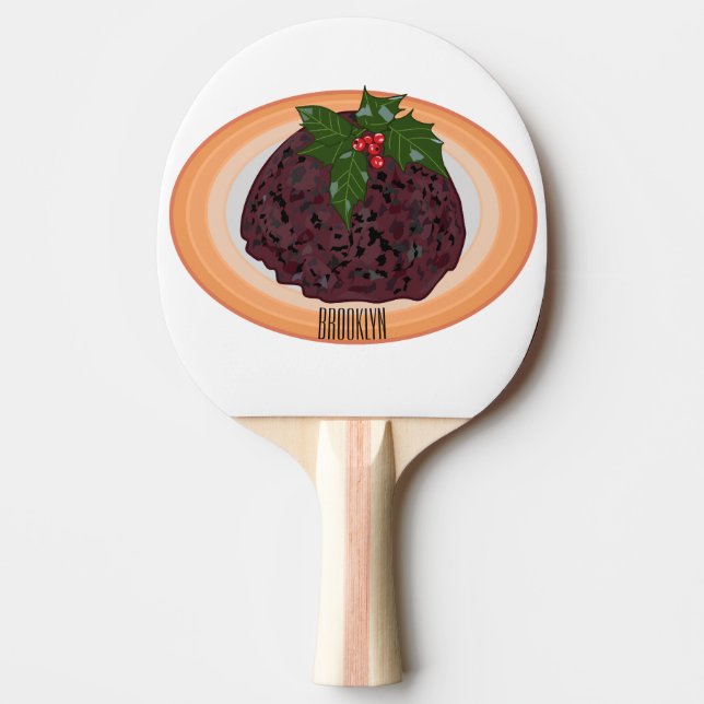 Julpudding tecknad illustration pingisracket (Framsidan)