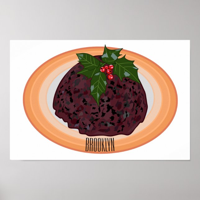 Julpudding tecknad illustration poster (Framsidan)