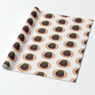 Julpudding tecknad illustration presentpapper