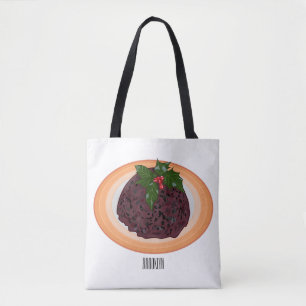 Julpudding tecknad illustration tygkasse