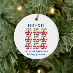Julpudding Union Jack BREXIT Julgransprydnad Keramik