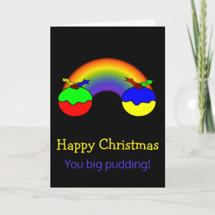 Julpuddingar och regnbåge jul Humor Helgkort