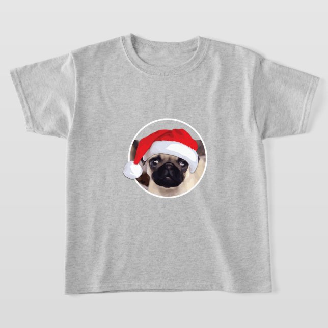 Julpug - Barns grundläggande T-Shirt (Laydown)