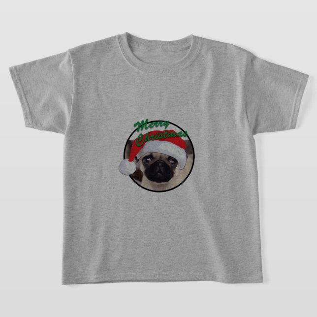 Julpug - Barns grundläggande T-Shirt (Laydown)