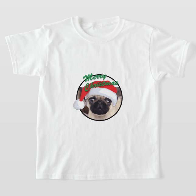 Julpug - Barns grundläggande T-Shirt (Laydown)