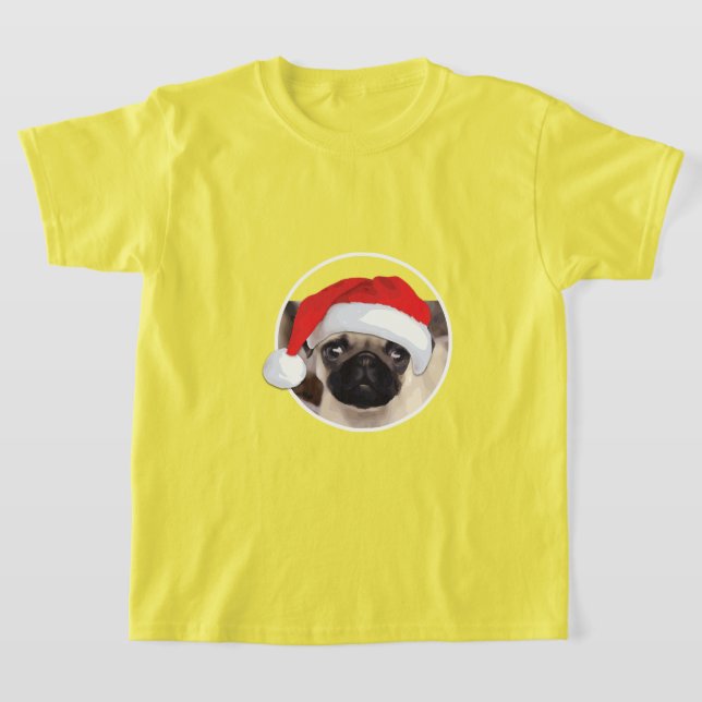 Julpug - Barns grundläggande T-Shirt (Laydown)