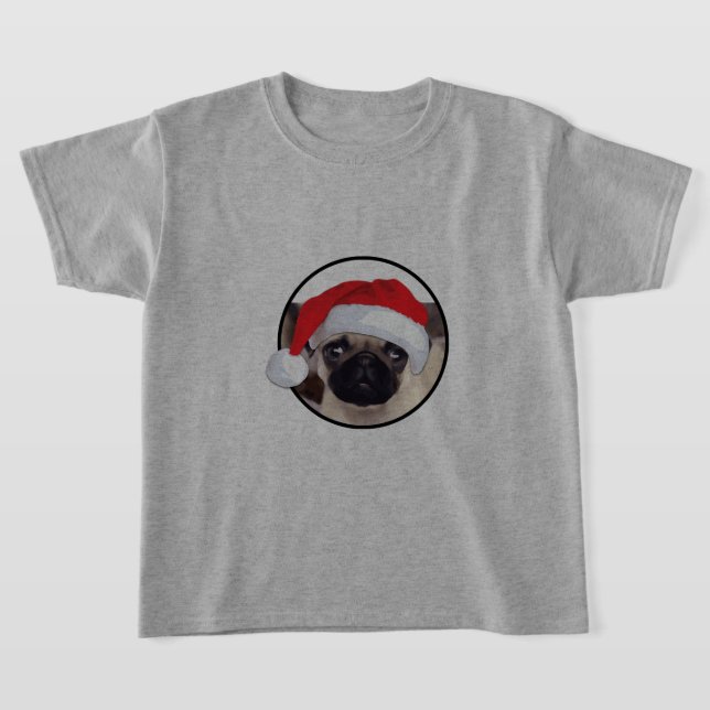 Julpug - Barns grundläggande T-Shirt (Laydown)
