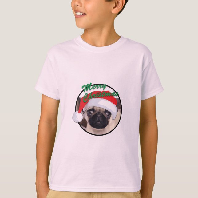 Julpug - Barns grundläggande T-Shirt (Framsida)