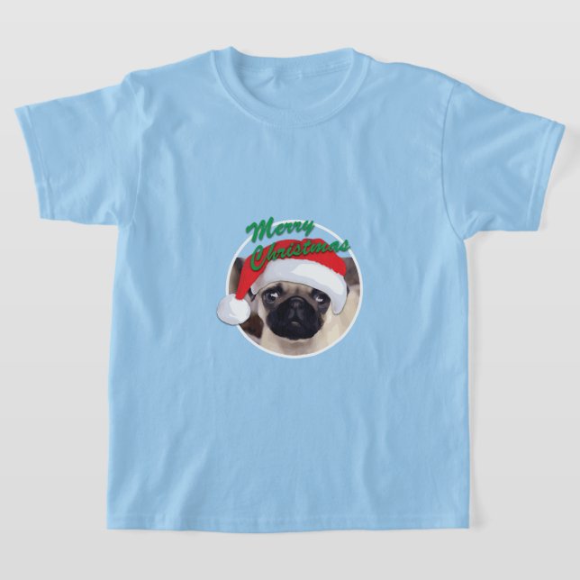 Julpug - Barns grundläggande T-Shirt (Laydown)