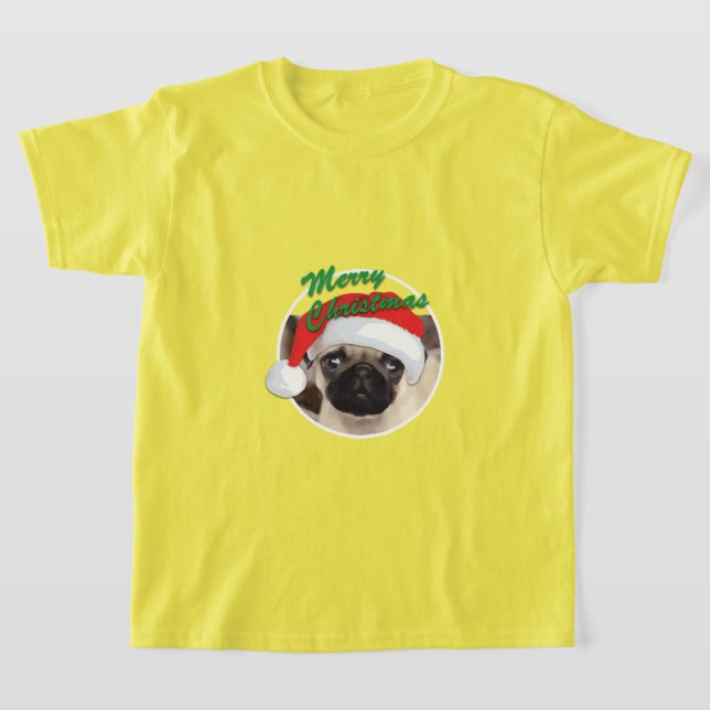 Julpug - Barns grundläggande T-Shirt (Laydown)