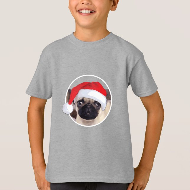 Julpug - Barns grundläggande T-Shirt (Framsida)