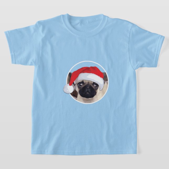 Julpug - Barns grundläggande T-Shirt (Laydown)