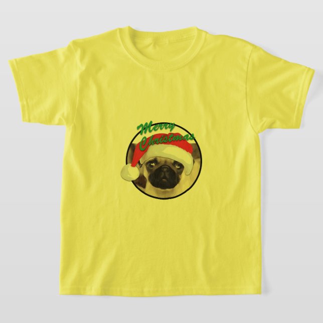 Julpug - Barns grundläggande T-Shirt (Laydown)