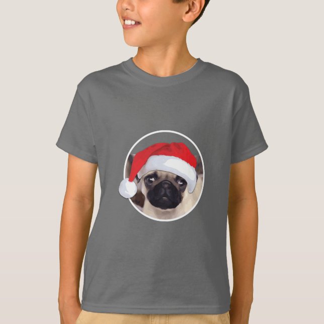 Julpug - Barns grundläggande T-Shirt (Framsida)