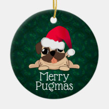 Julpug Circle Ornament
