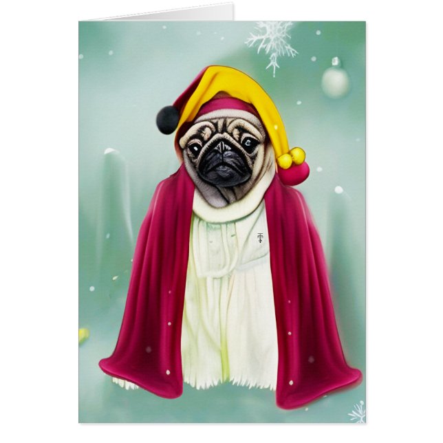 Julpug Hälsningskort (Framsidan)