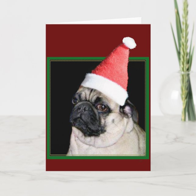 Julpug hund helgkort (Framsida)