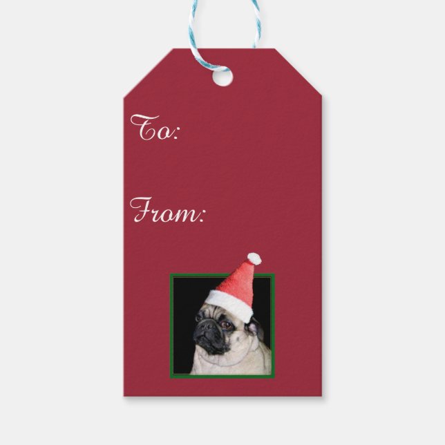 Julpug hund presentetikett (Framsidan)