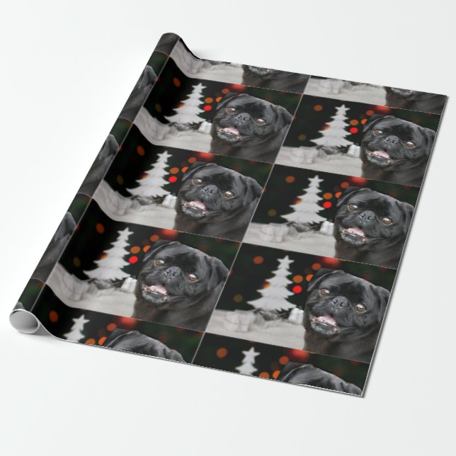 Julpug hund presentpapper (Utrullad)